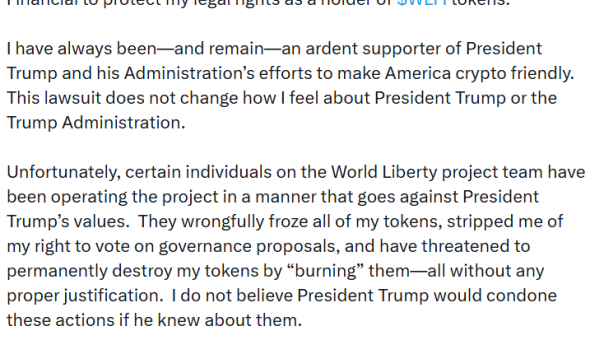 Tron founder Justin Sun Sues World Liberty Over Token Freeze