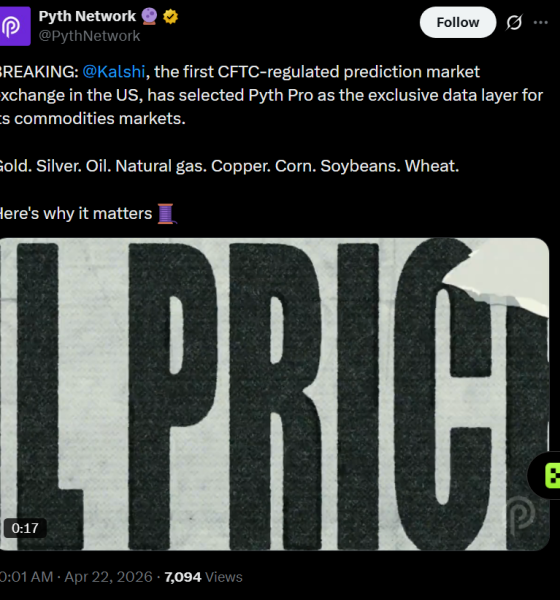 Kalshi Selects Pyth to Set Prices for Commodities Trades