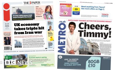 'UK economy takes triple hit' and 'Cheers, Timmy!'