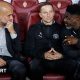 Coach of Manchester City Pep Guardiola, assistant-coaches Pepijn Lijnders and Kolo Toure during the UEFA Champions League 2025/26 League Phase MD2 football match between AS Monaco