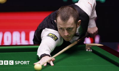 Mark Allen strikes the white at the snooker table