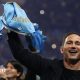 Frank Lampard kisses the Championship trophy after the match between Coventry City and Wrexham in April 2026.