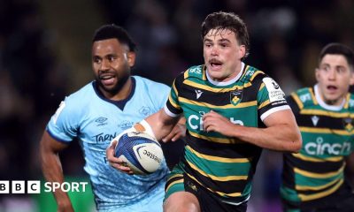 George Furbank runs with the ball in hand for Northampton against Castres
