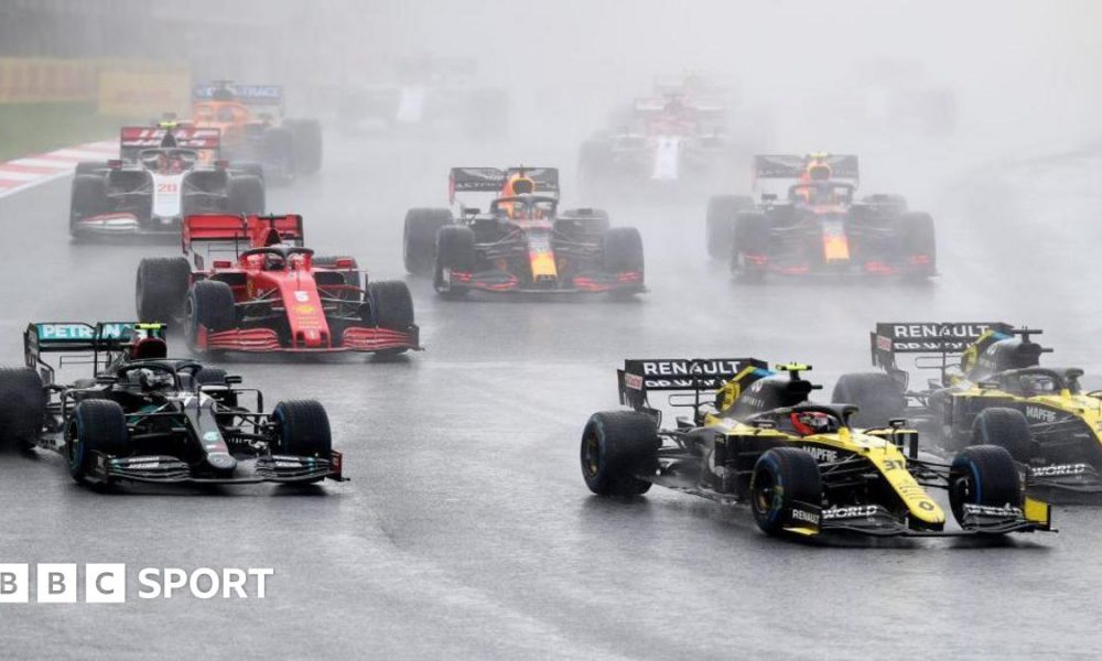 An image of the race start at the Turkish Grand Prix in 2020