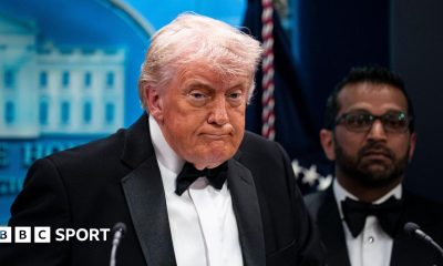 US President Donald Trump speaks during a press conference at the White House on April 25, 2026 in Washington DC after the cancellation of the annual White House Correspondents Association Dinner after a possible shooting
