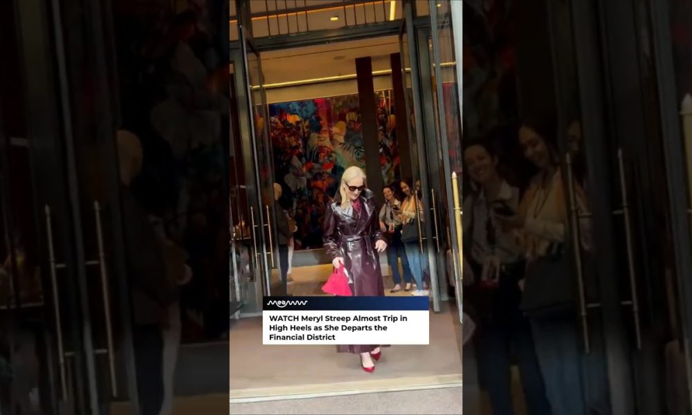 Meryl Streep Almost Trips in High Heels as She Departs the Financial District