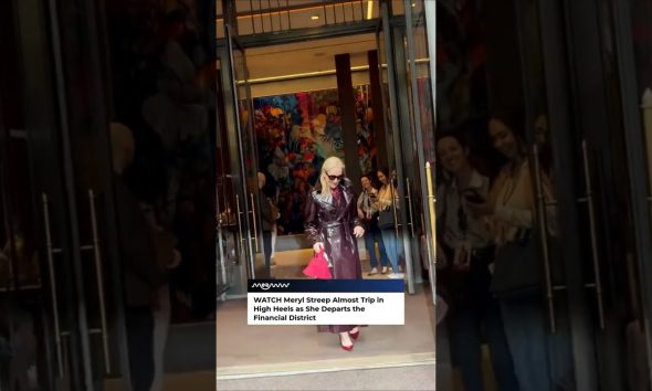 Meryl Streep Almost Trips in High Heels as She Departs the Financial District