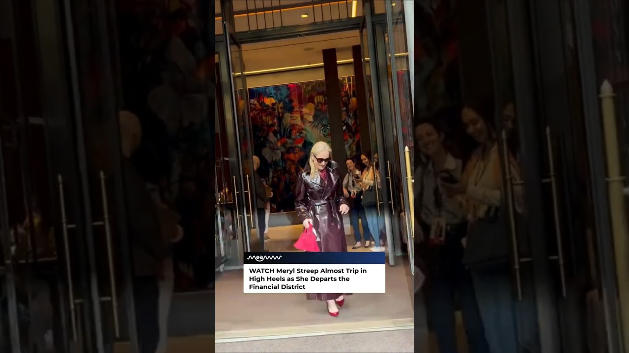 Meryl Streep Almost Trips in High Heels as She Departs the Financial District