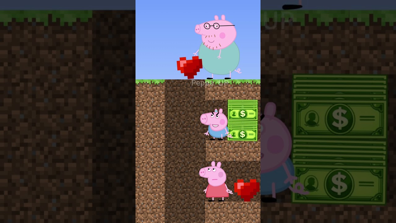 Which stands a better chance against lava: money or love?#peppapig #peppa #mineceaft