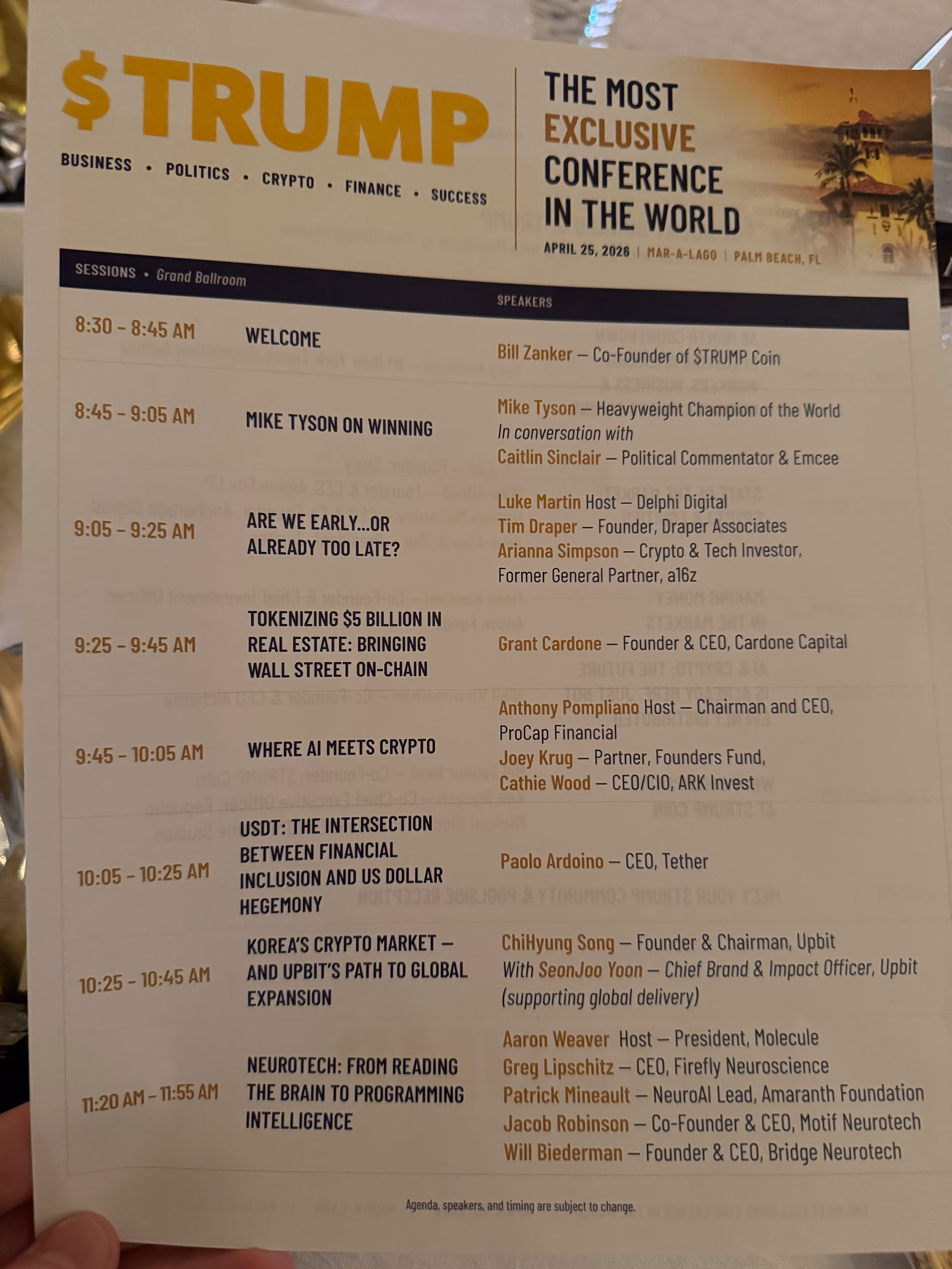 Trump's memecoin speaker list (CoinDesk)