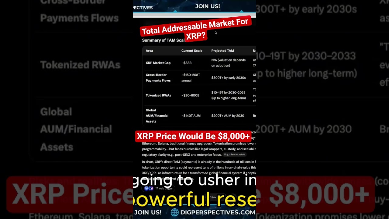 TAM Total Addressable Market For XRP - Price Would Be $8,000+