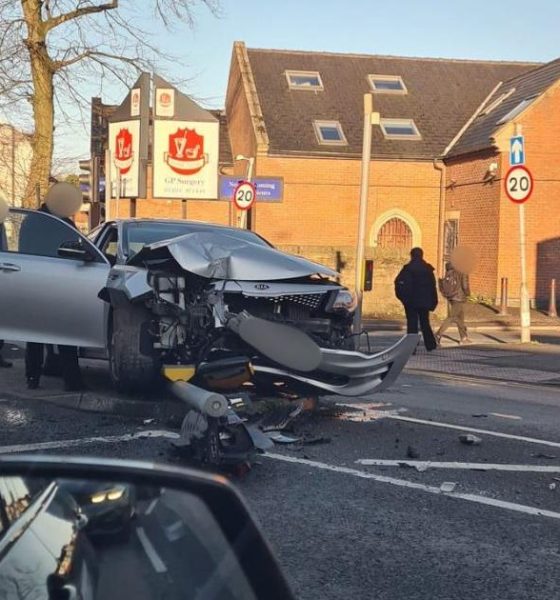 Wigan Road crash brings down traffic lights on island