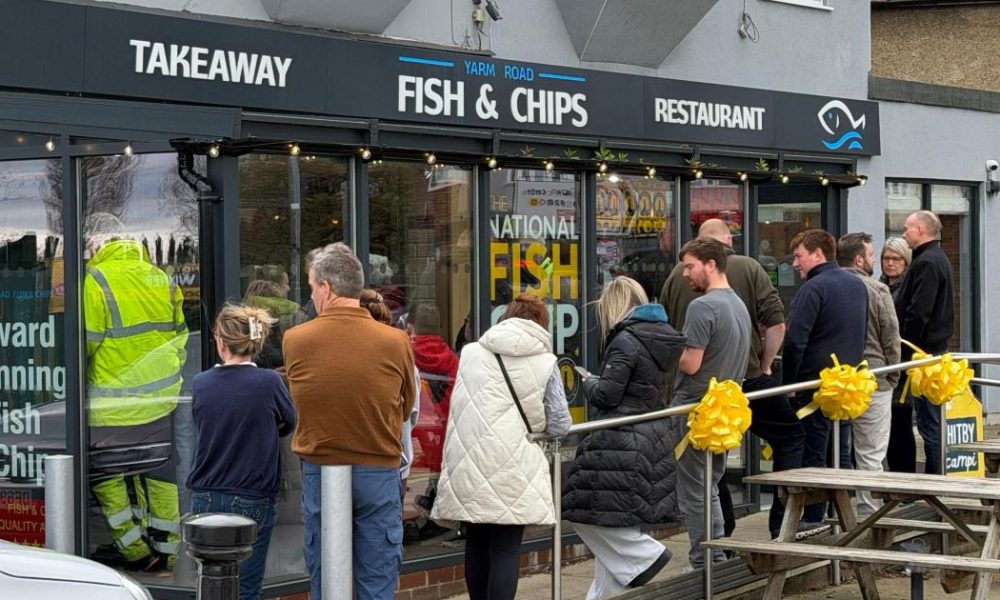 Chippy lovers queue for their Good Friday fix in Darlington
