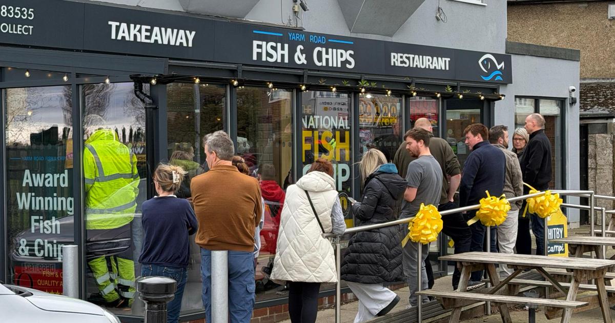 Chippy lovers queue for their Good Friday fix in Darlington