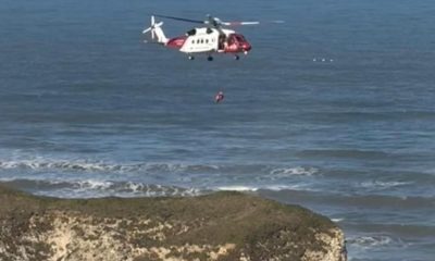 Lifeboat, coastguard, helicopter rescue at Flamborough Head