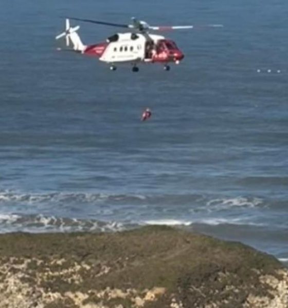 Lifeboat, coastguard, helicopter rescue at Flamborough Head