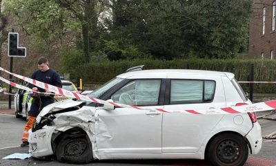 Three injured after two-car crash shuts busy Farnworth junction