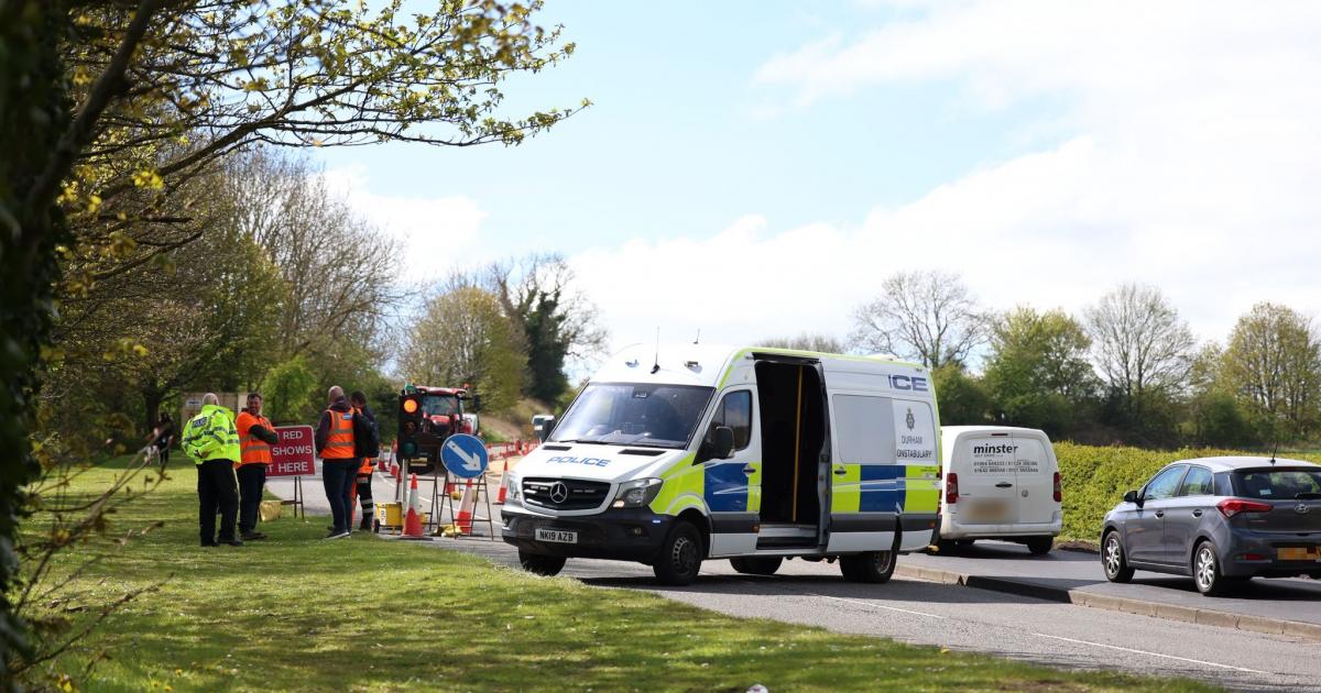 Man pinned between vehicle and cabin on A690 near Willington