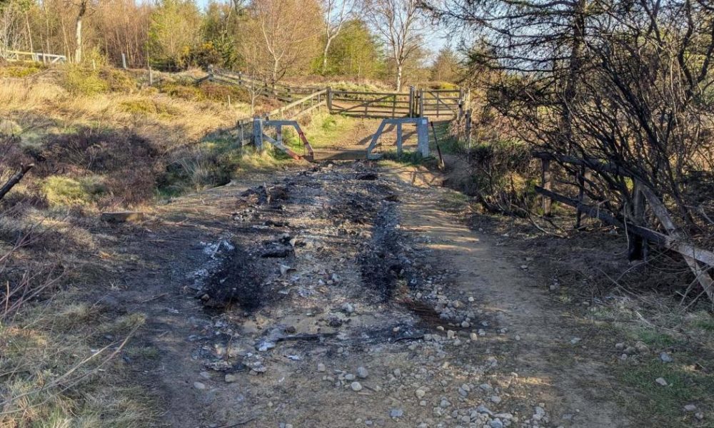 Abandoned burnt out car removed from Guisborough Forest