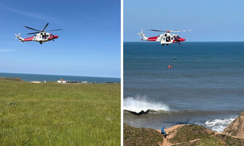 Coastguard rescue operation on cliffs at Flamborough
