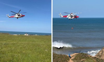 Coastguard rescue operation on cliffs at Flamborough