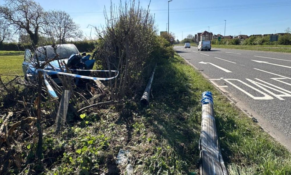 Man in hospital after car crashes into lamppost on A68 in Darlington