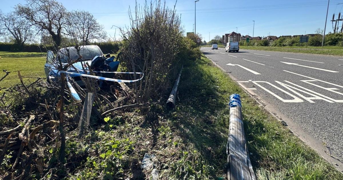 Man in hospital after car crashes into lamppost on A68 in Darlington