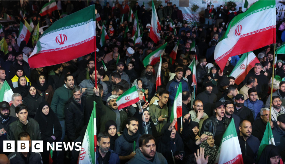 Iranians gather in Tehran following ceasefire announcement