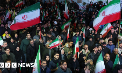 Iranians gather in Tehran following ceasefire announcement