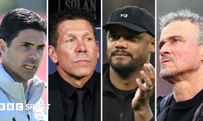Arsenal manager Mikel Arteta, Atletico Madrid manager Diego Simeone, Bayern Munich boss Vincent Kompany and PSG boss Luis Enrique.