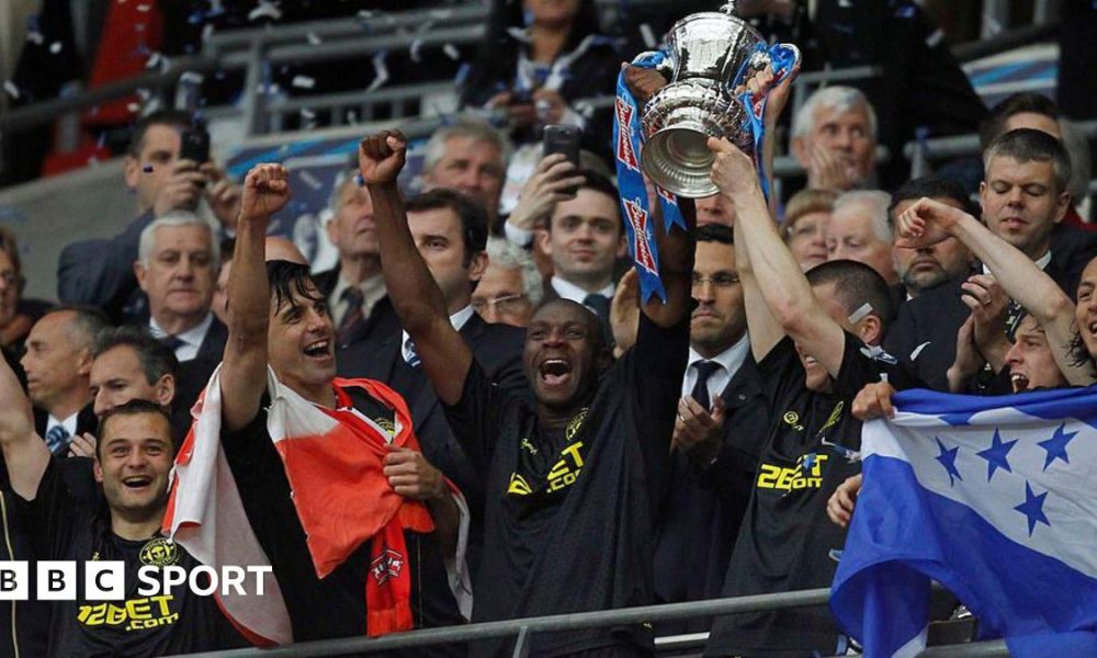 Wigan lifting the FA Cup