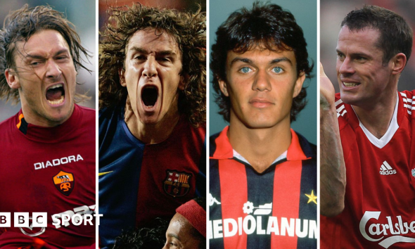 Graphic showing Carragher, Giggs, Totti and Maldini