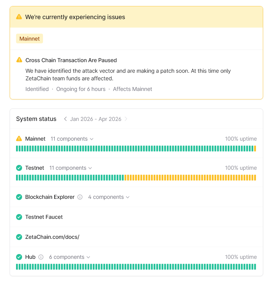 ZetaChain Pauses Mainnet After Hack Hits Team Wallets