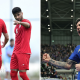 Graphic showing two photos of Mohammed Mohebbi of Iran celebrating and Sandro Tonali of Italy celebrating