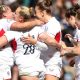 England's Marlie Packer (second left) celebrates scoring their side's ninth try of the game during the Guinness Women's Six Nations 2026 match at Scottish Gas Murrayfield Stadium, Edinburgh