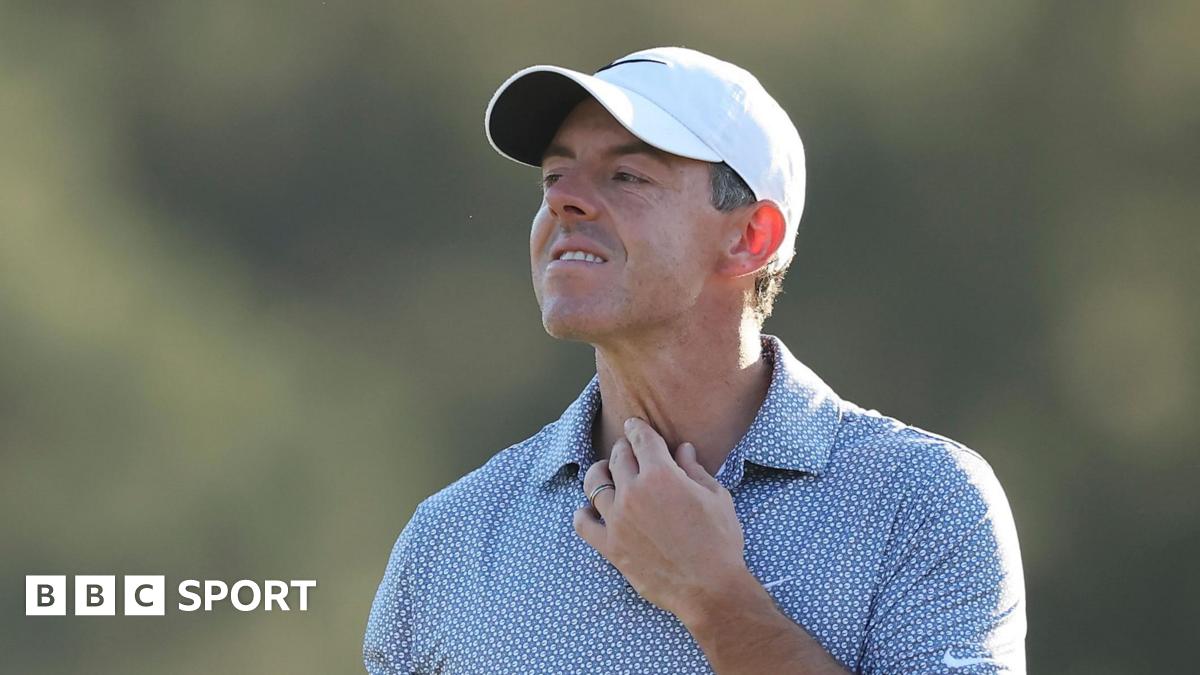 Rory McIlroy reacts during the 2026 Masters