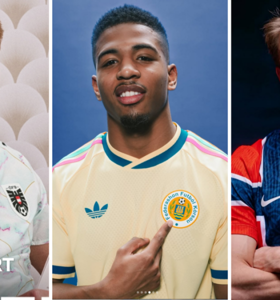 A graphic of Premier League players from every team in the division in 2025-26 season, with the Premier League trophy in front of them.