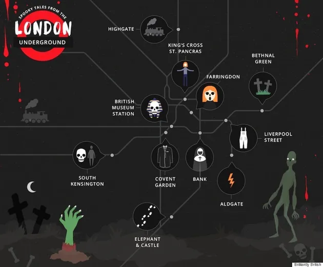 London Underground Tube Map Shows Where The Most Haunted Stations Are
