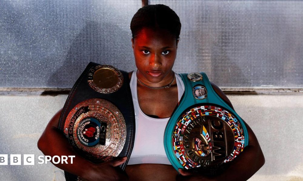Caroline Dubois poses with her WBC lightweight title