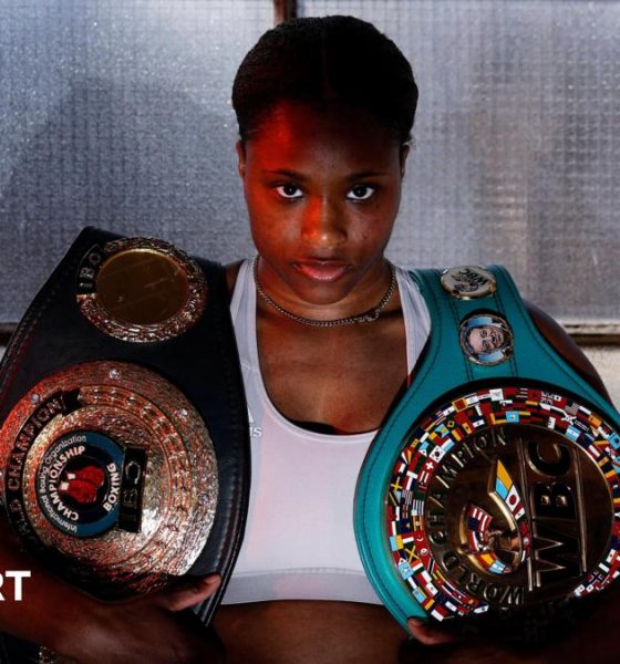 Caroline Dubois poses with her WBC lightweight title