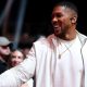 British boxer Anthony Joshua shakes hands at the fight between Deontay Wilder and Derek Chisora