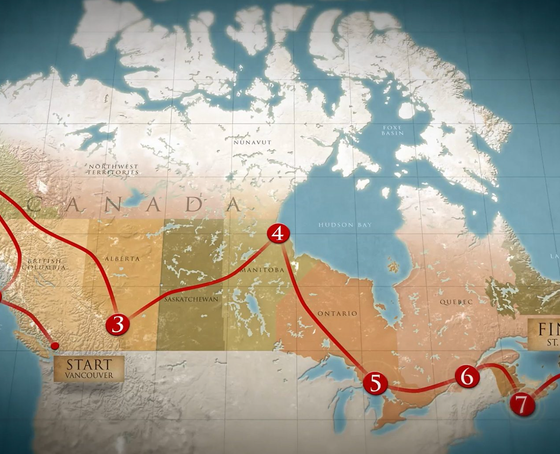 The route for Race Across The World's third season saw the teams traversing Canada