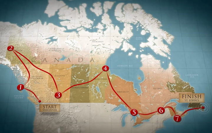 The route for Race Across The World's third season saw the teams traversing Canada