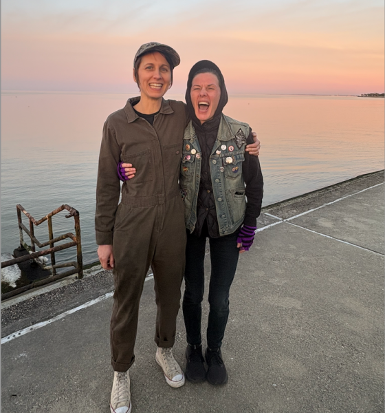 Author Tracey Anne Duncan screaming with friend.