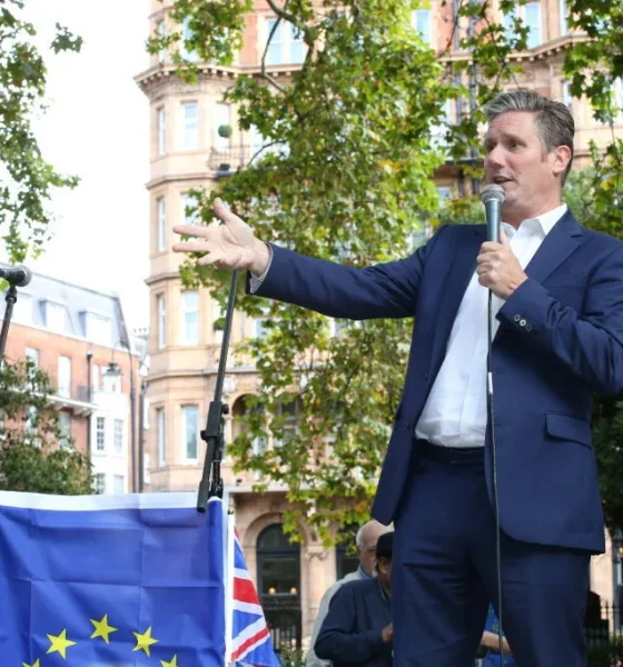 Keir Starmer speaking at the Russell Square Rally against Brexit on August 31, 2019.