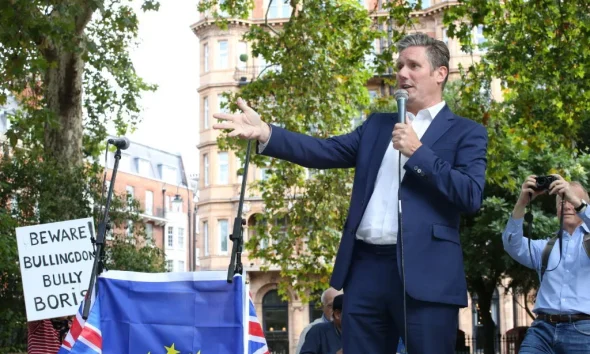 Keir Starmer speaking at the Russell Square Rally against Brexit on August 31, 2019.