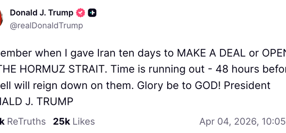 Trump Warns 'All Hell' If Iran Won't Open Strait Of Hormuz