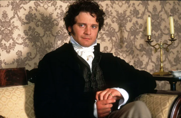 Colin Firth as Mr Darcy years before he'd play his character's namesake in Bridget Jones's Diary