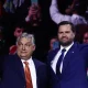Hungarian Prime Minister Viktor Orban and Vice President JD Vance during a campaign rally in Budapest ahead of the Hungarian parliamentary election.