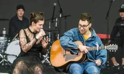 Lorde and Jack Antonoff performing together in 2017